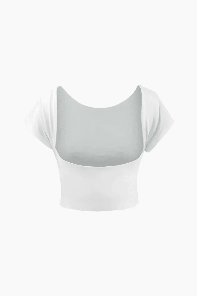 Soft Backless Crop Short Sleeve T-Shirt