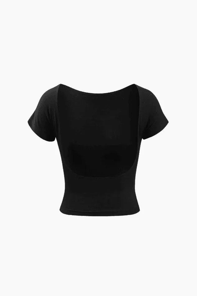 Solid Backless T-Shirt