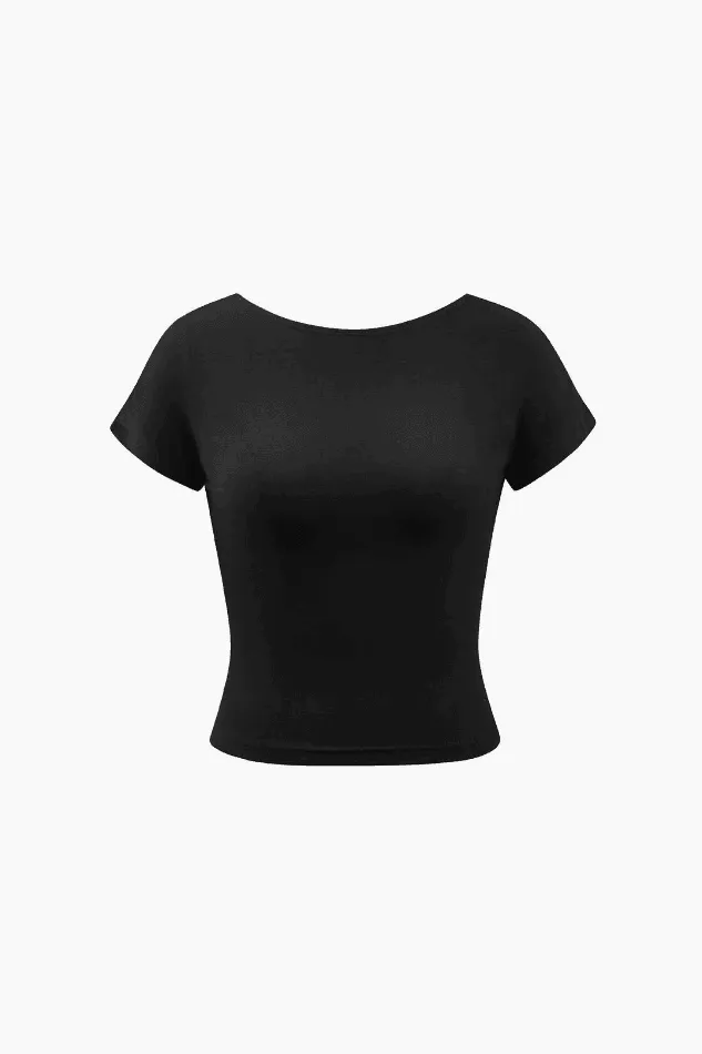 Solid Backless T-Shirt