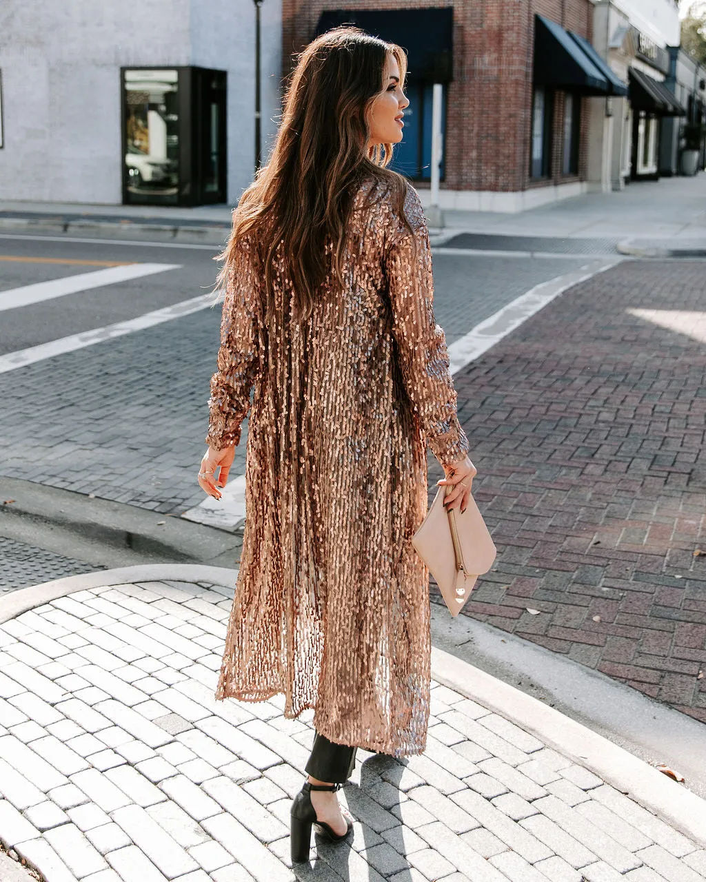 TastyHottie - Mixer Button Down Sequin Duster - Copper