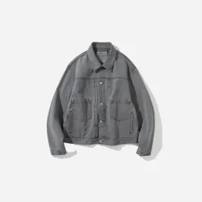 TYPE 2 PIN TUCK TRUCKER DENIM JACKET - GREY WASHED